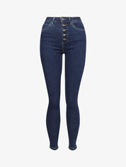 Jean skinny taille haute à fermeture boutonnée - Bleu foncé - 4