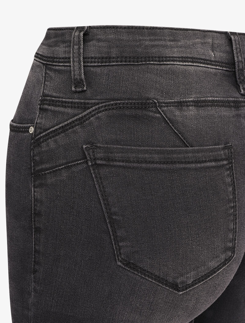 Jean skinny taille standard légèrement délavé - Gris foncé - 3