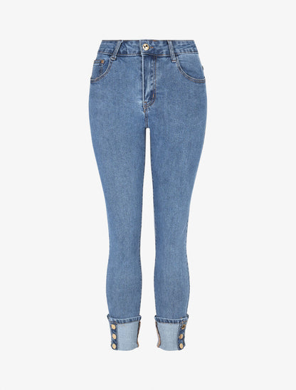 Jean à revers coupe slim - Bleu - 1