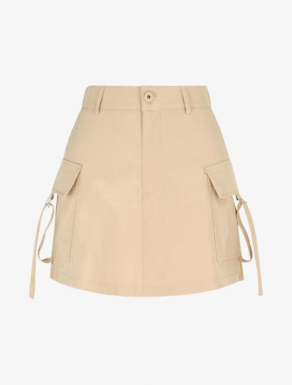 Jupe short cargo uni - Beige - 1