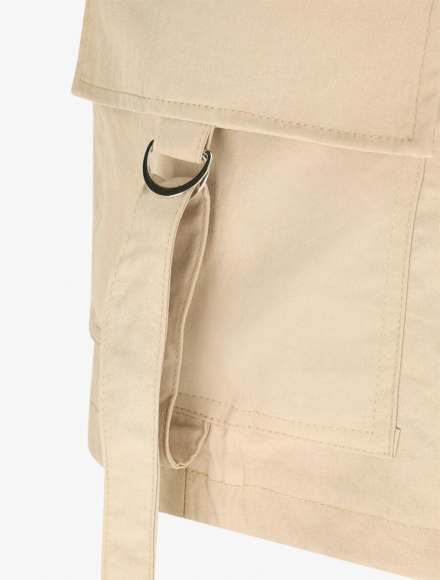Jupe short cargo uni - Beige - 3