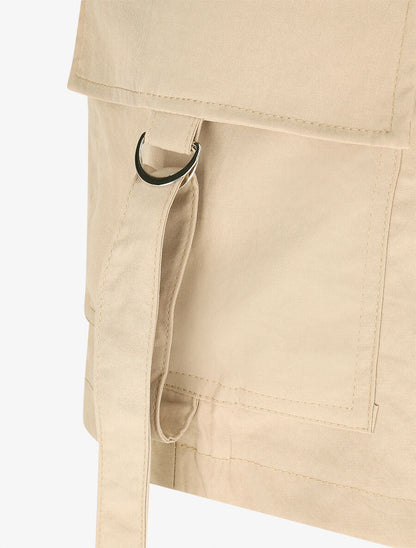 Jupe short cargo uni - Beige - 3