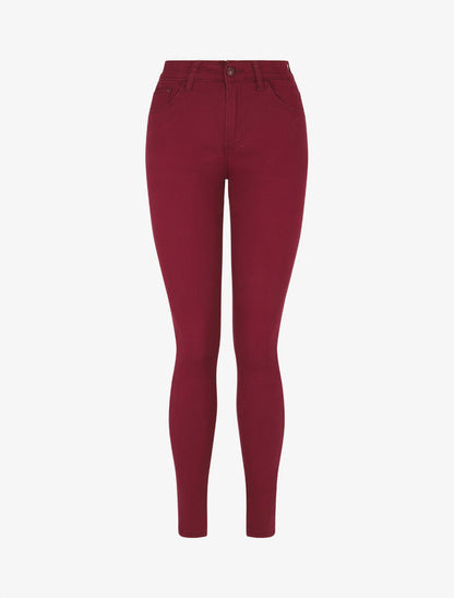 Jean uni coupe slim - Rouge grenat - 1