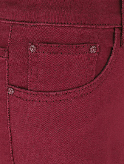 Jean uni coupe slim - Rouge grenat - 3