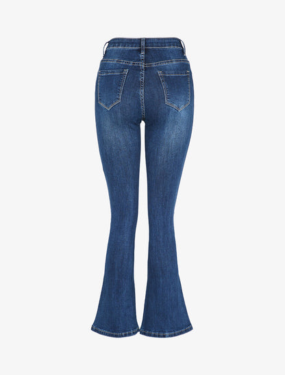 Jean flare légèrement délavé - Bleu denim - 2
