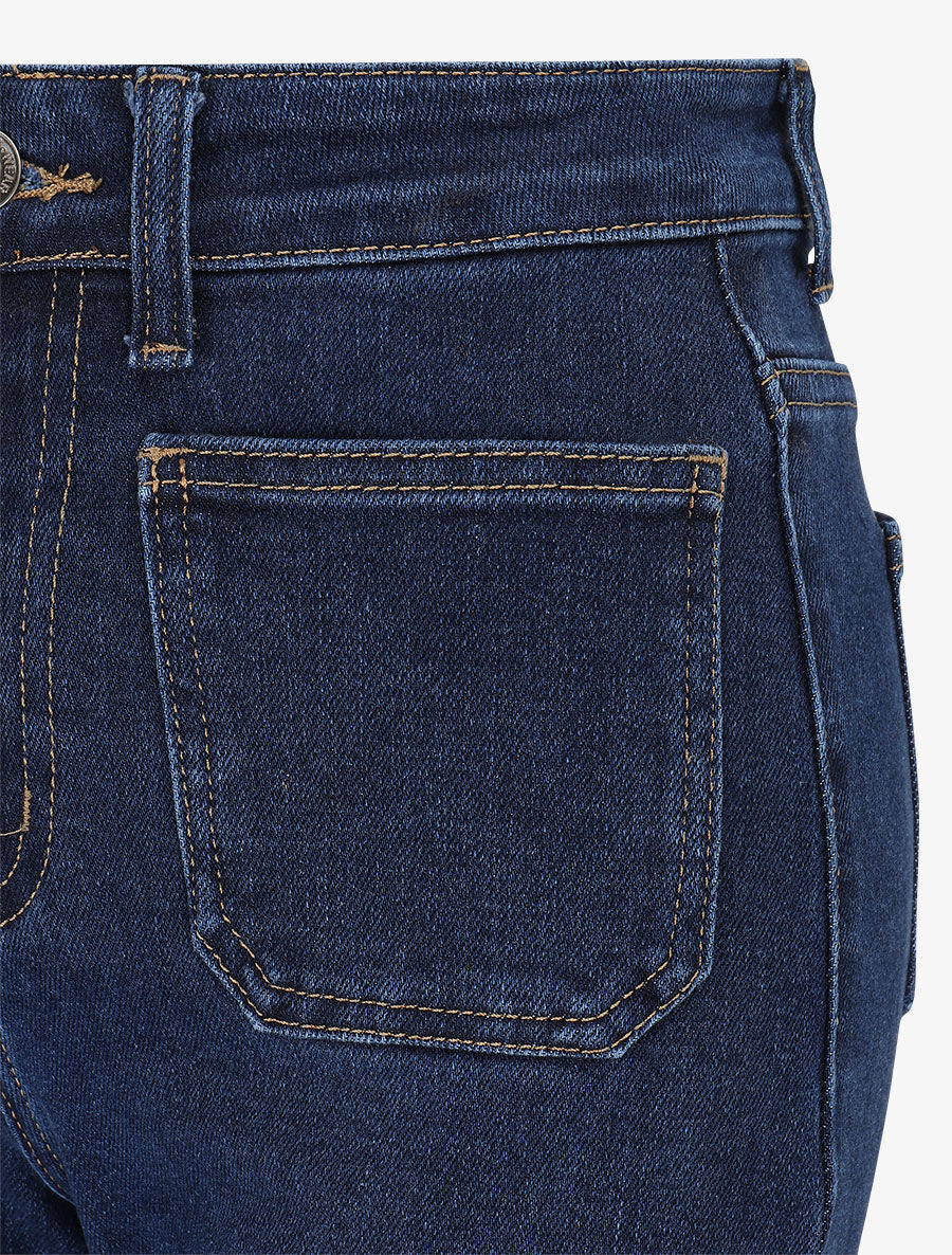 Jean wide leg taille haute coupe droite - Bleu - 3