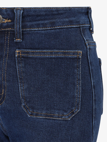 Jean wide leg taille haute coupe droite - Bleu - 3