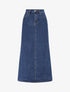 Jupe mi-longue en jean à taille haute - Bleu - 4