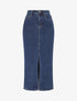 Jupe mi-longue fendue - Bleu - 1