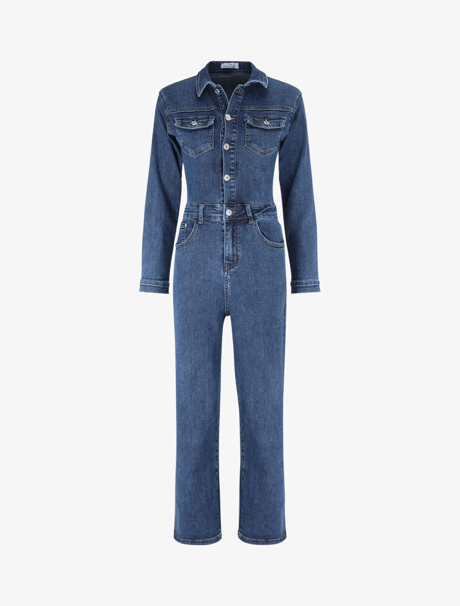 Combinaison en jean droite - Denim - 1