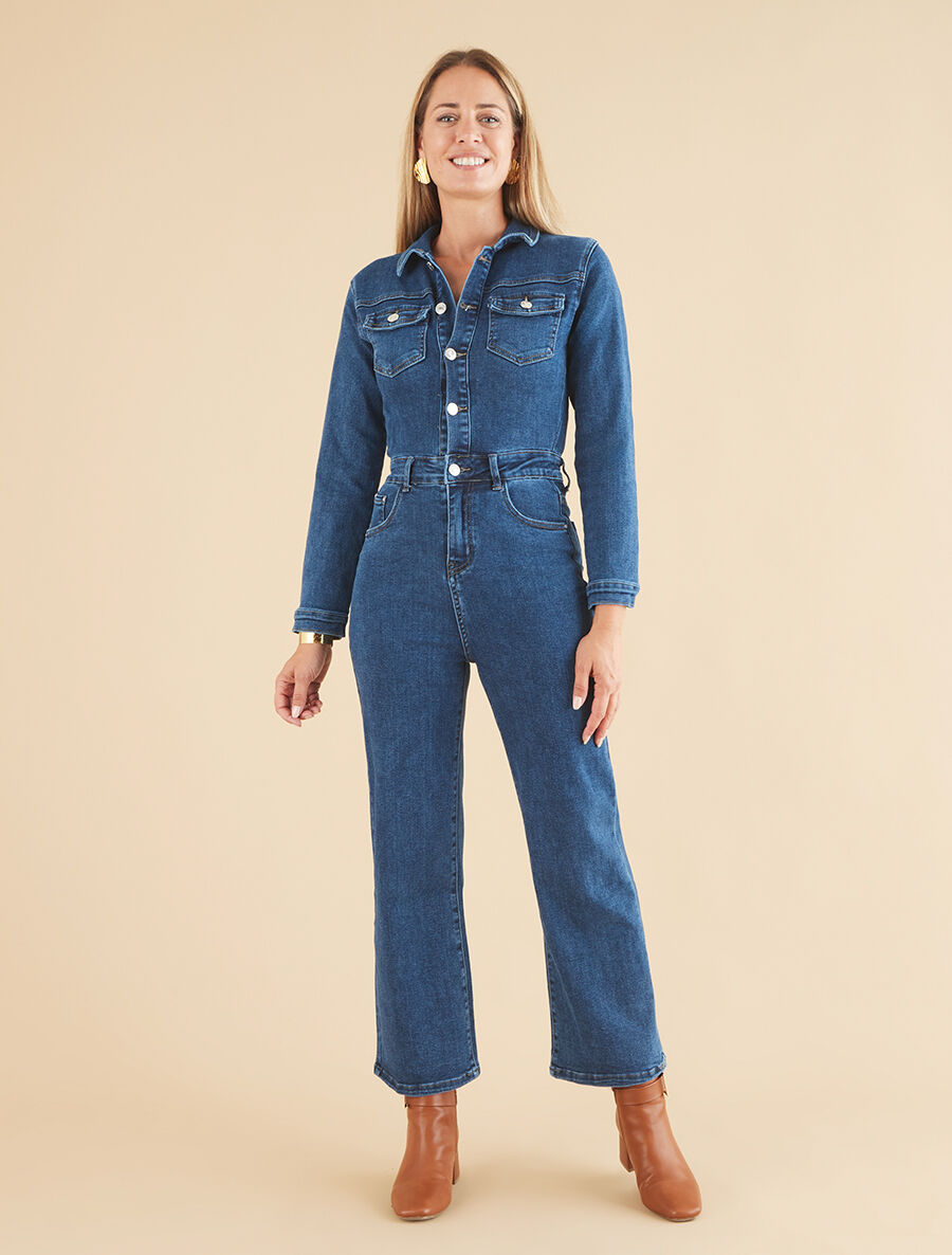 Combinaison en jean droite - Denim - 4