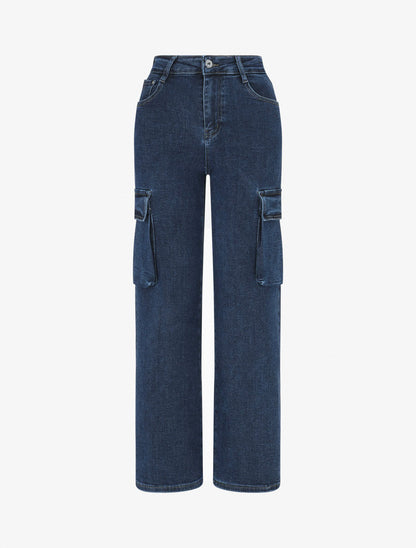 Jean wide leg à poches - Denim - 1