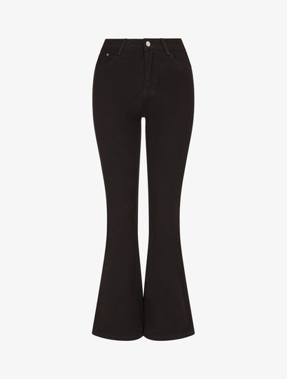 Jean coupe flare à taille haute - Noir - 4