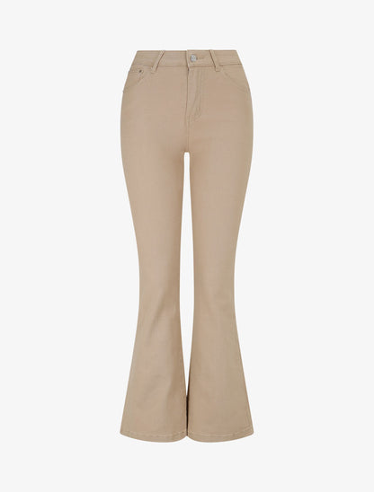 Jean coupe flare à taille haute - Beige - 1