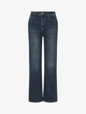 Jean standard push up délavé coupe droite - Bleu - 1