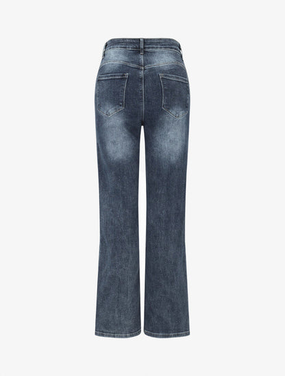 Jean push up délavé coupe droite - Bleu - 2