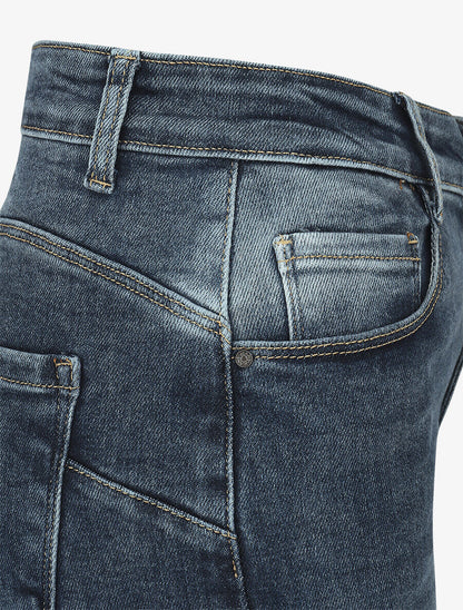 Jean push up délavé coupe droite - Bleu - 3