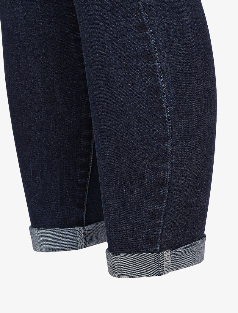Jean skinny délavé à ourlet à retrousser - Bleu foncé - 3