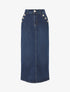 Jupe longue fendue en jean - Bleu - 4