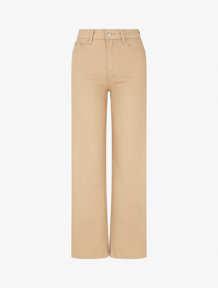 Jean droit push up taille haute - Sable - 1