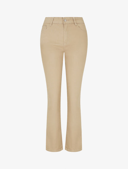 Jean droit grande taille effet push up - Sable - 4