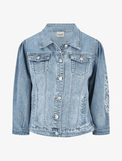 Veste en jean à manches longues stylisées - Bleu - 1