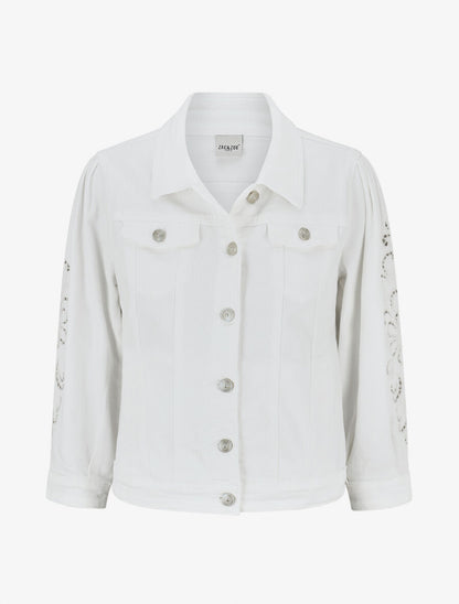 Veste en jean à manches longues stylisées - Blanc - 1