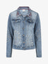 Veste en jean brodée et strass - Bleu - 4