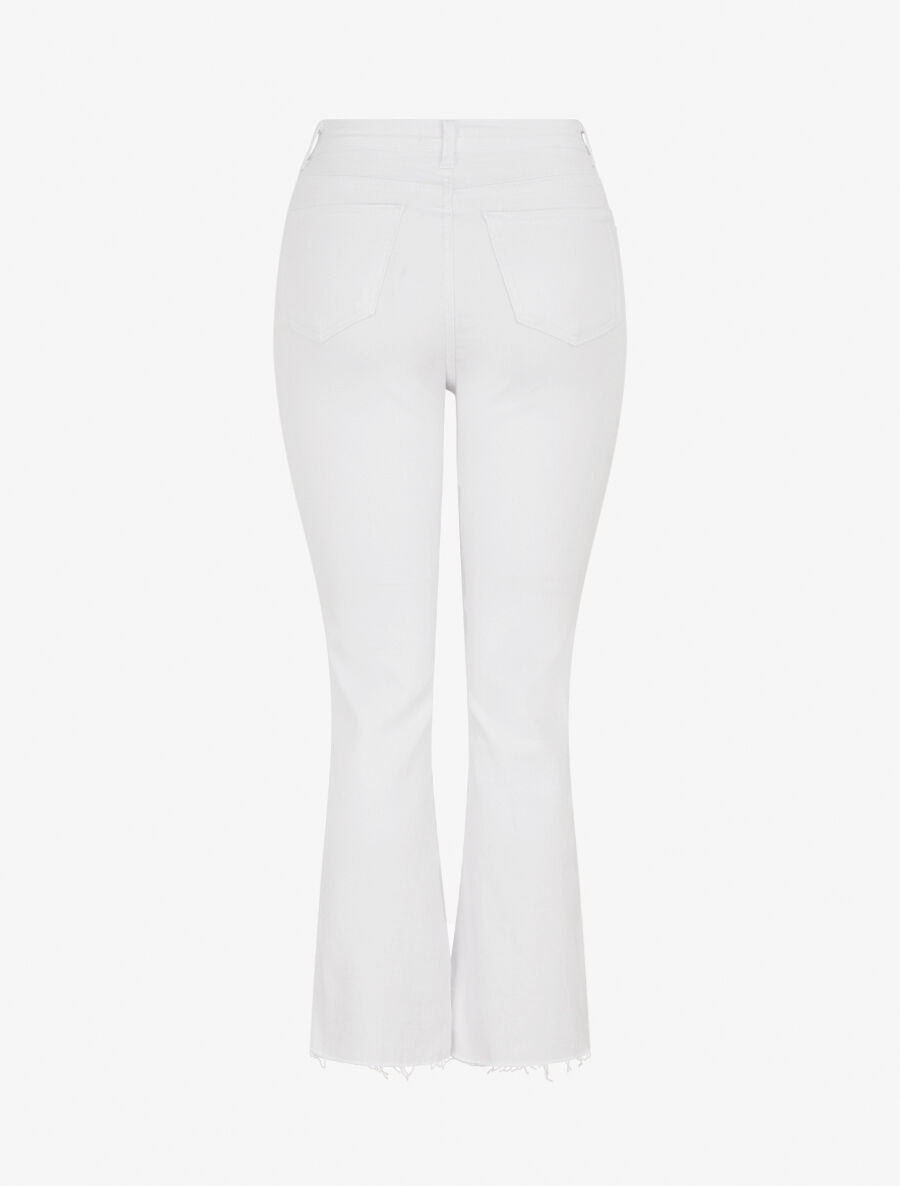 Jean uni à bords effilochés coupe droite - Blanc - 2