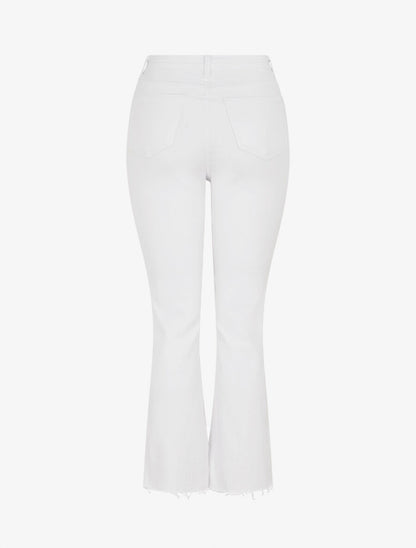 Jean uni à bords effilochés coupe droite - Blanc - 2