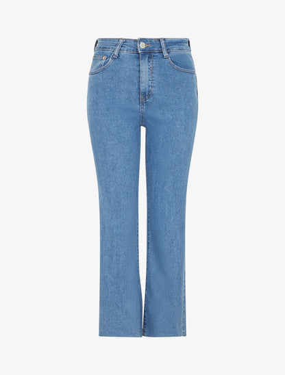 Jean droit bords francs taille haute - Bleu clair - 1