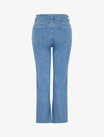 Jean droit bords francs taille haute - Bleu clair - 2