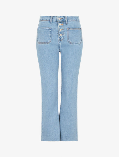 Jean droit boutonné - Bleu clair - 4