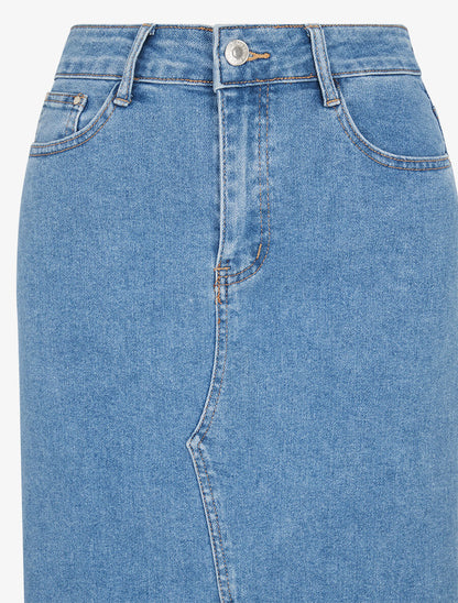Jupe midi droite en jean - Bleu clair - 3