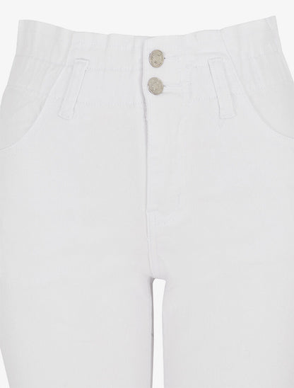 Jean mom taille haute froncée - Blanc - 3
