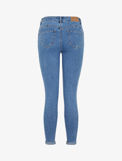 Jean coupe skinny bords retroussés - Bleu - 2