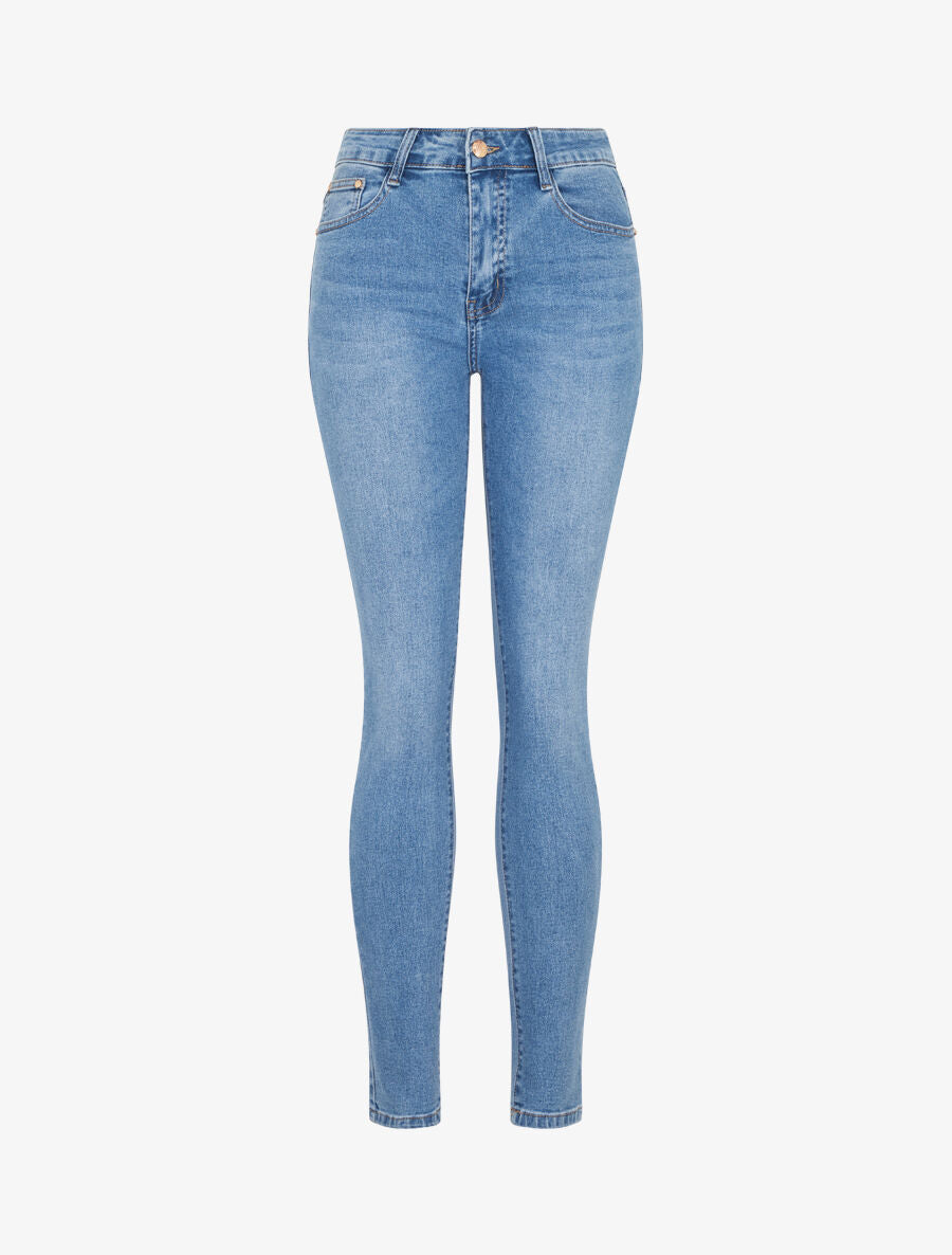Jean coupe skinny délavé - Bleu clair - 1