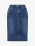 Jupe crayon en jean à boutons décoratifs - Bleu - 4