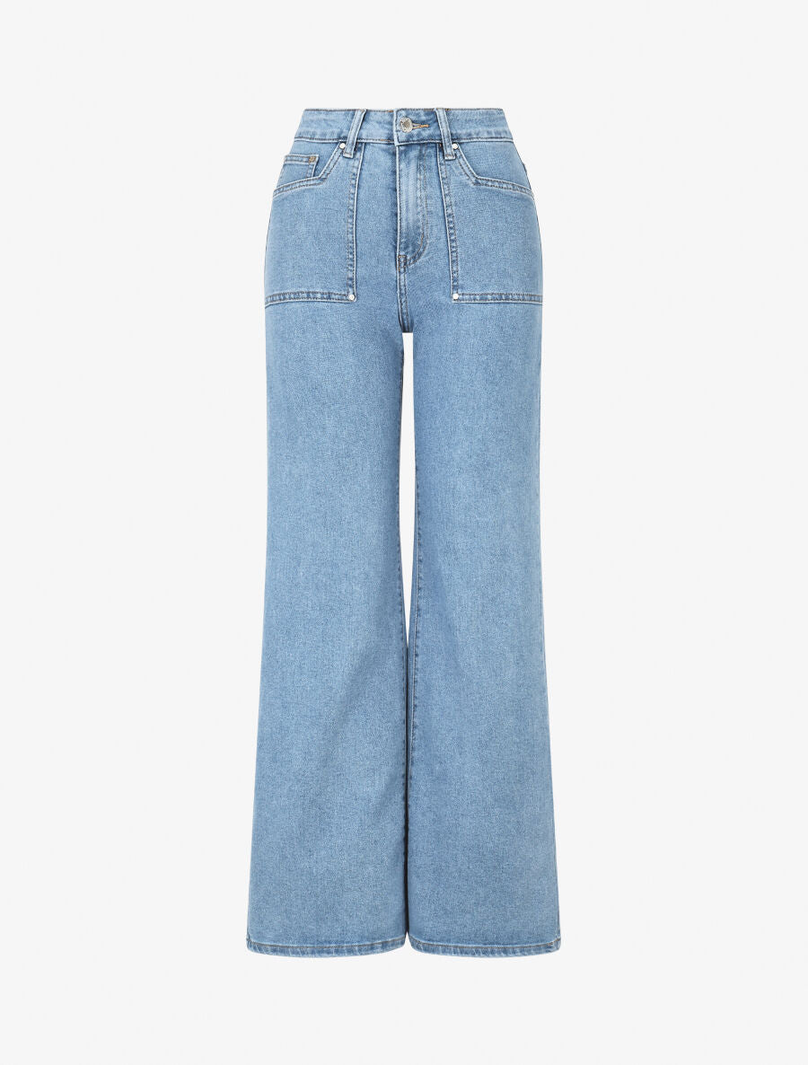 Jean ample à taille haute - Bleu clair - 1