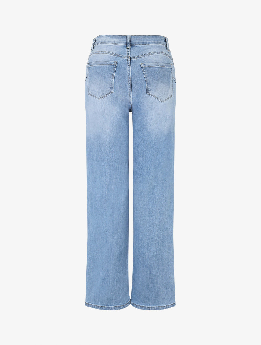 Jean taille haute push up coupe droite - Bleu denim - 2
