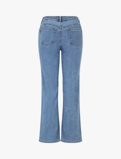 Jean droit taille haute - Bleu - 2