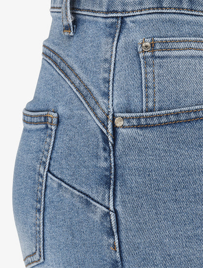 Short en jean droit délavé - Bleu clair - 3