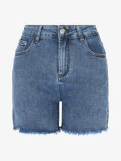 Short en jean à bords effilochés - Bleu - 1