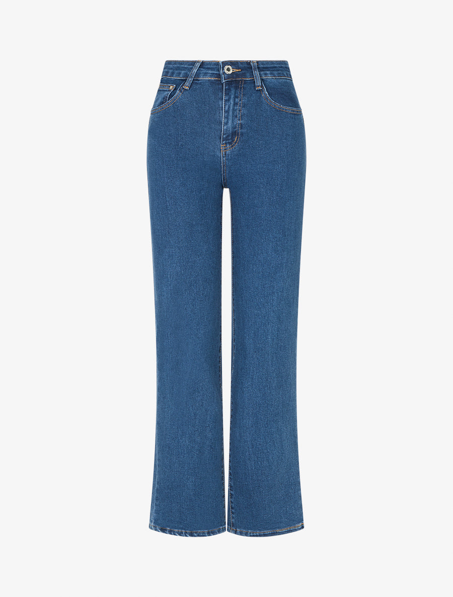 Jean push up à taille standard coupe droite - Bleu - 1