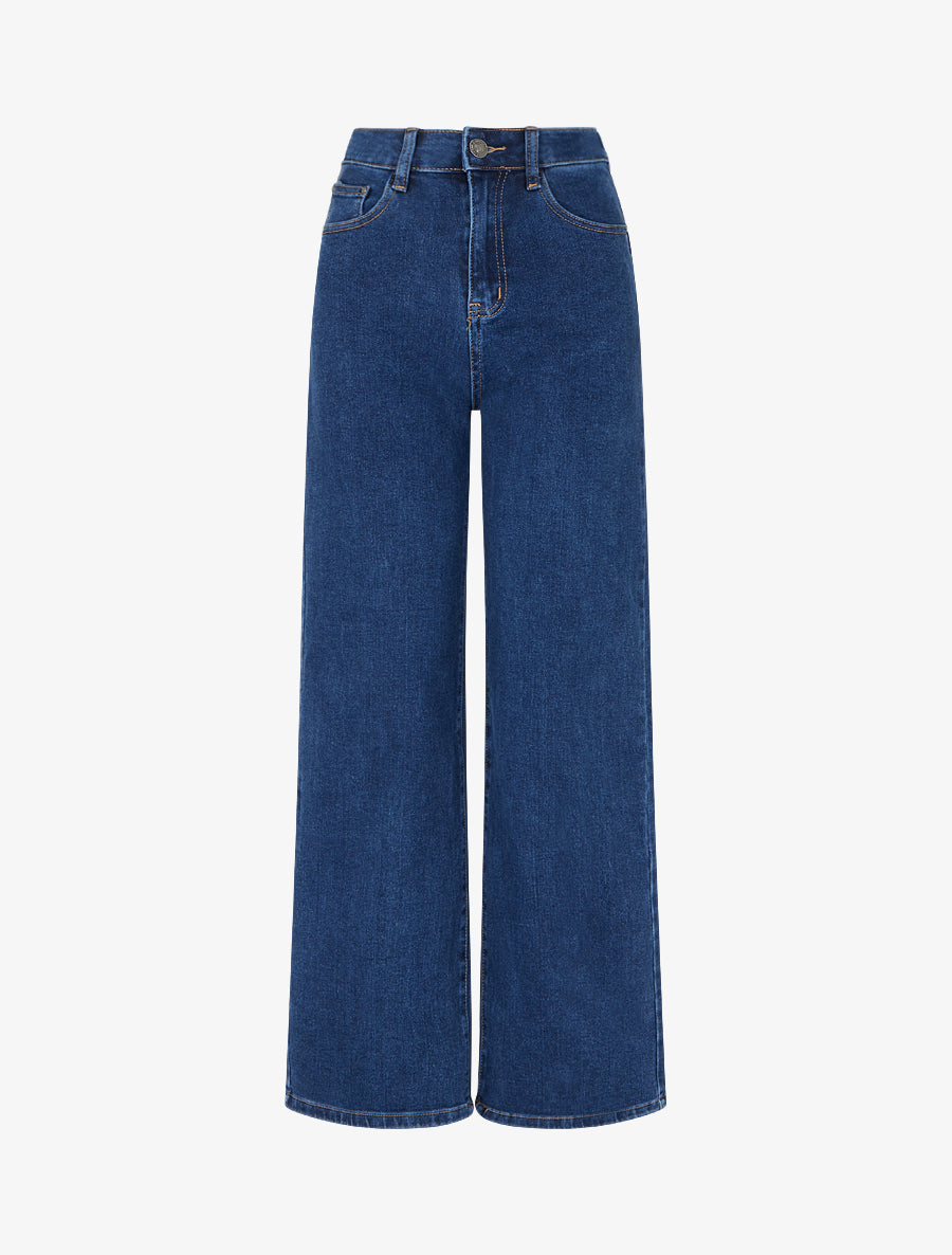 Jean wide leg taille standard - Bleu brut - 1