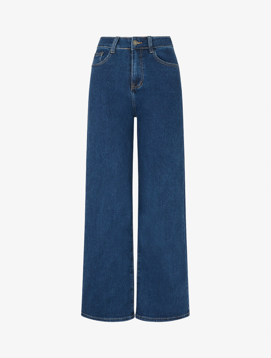 Jean wide leg taille standard - Bleu denim - 1