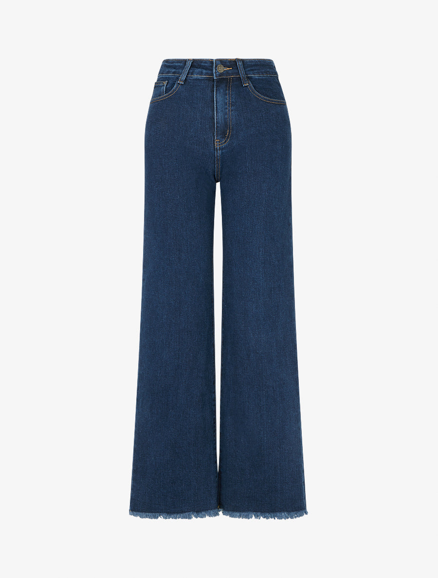 Jean ample taille standard à bords francs - Bleu foncé - 1