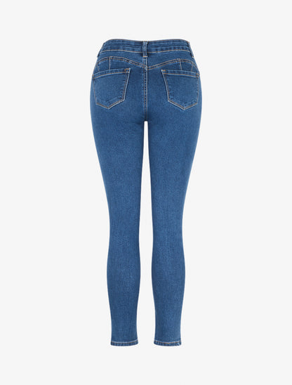 Jean skinny taille haute - Bleu - 2