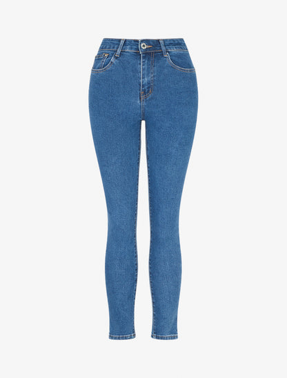 Jean coupe skinny taille haute - Bleu - 1