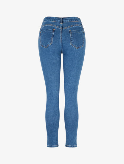 Jean coupe skinny taille haute - Bleu - 2